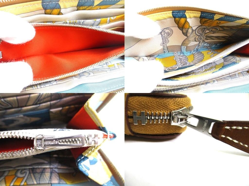 Auténtica Cartera Redonda con Cremallera HERMES Sesami Veau Epson LÍNEA SILK\'IN Azap Long #b016 Caja Abierta