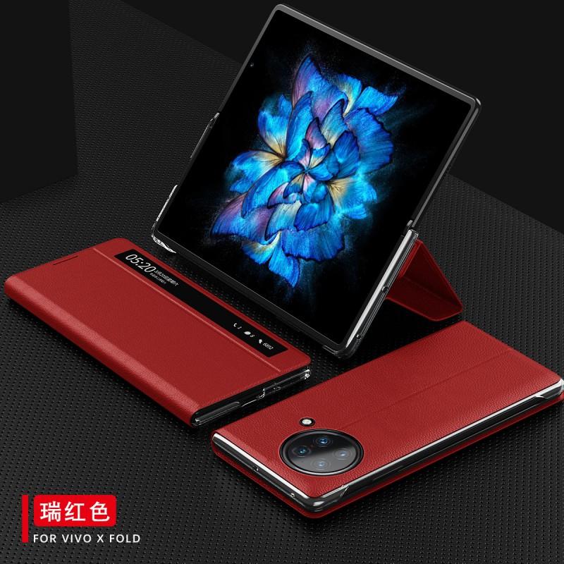 Slim Full-Body Protective Case Vivo X Fold With Side Window Smart Flip Cover Stand Function PC Material Anti-Scratch Drop