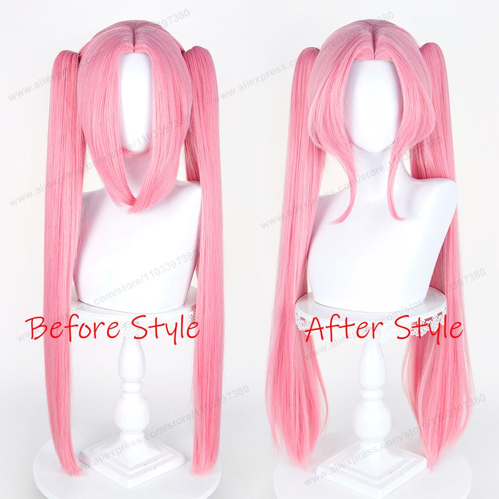 Zombie Stage Mizi Cosplay Perücke 80cm Lang Rosa Damenhaar Anime Cosplay Perücke Halloween Hitzebeständig Synthetische Perücken
