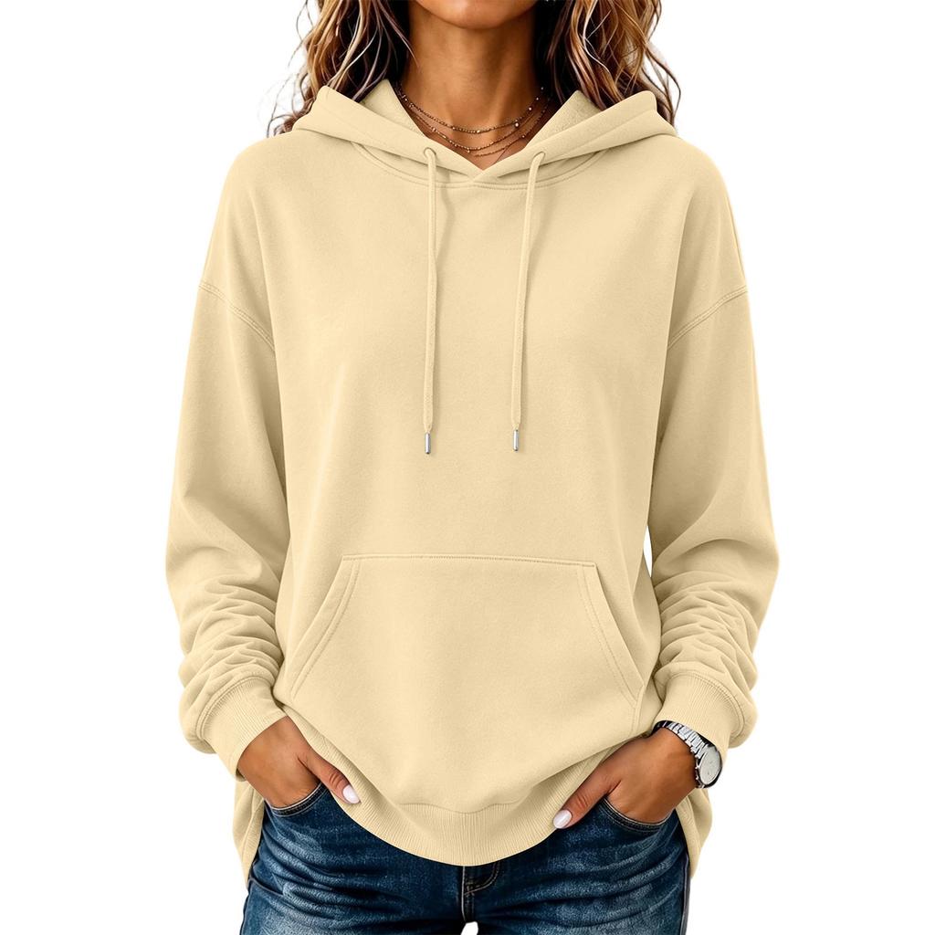 Women's Fashion Long Sleeve Hoodie Pullover Color Casual Top for Daily Wear