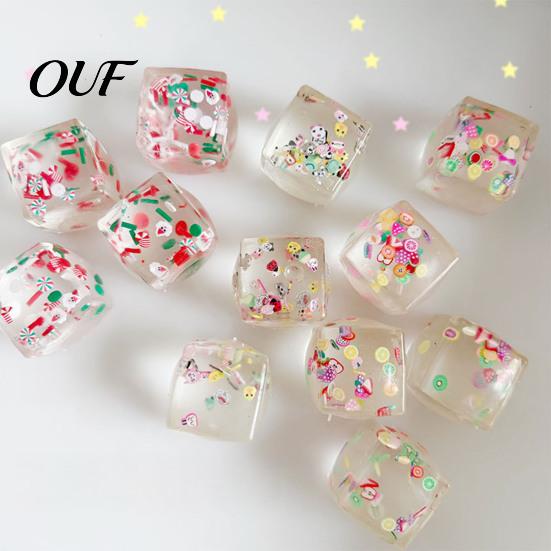 Relaxing Cube Toys Clear Stress Sensory Toy, Anxiety Relief Ice Squeeze Handheld Relievers Christmas Animal Fruit Sequins Filled Toy Portable