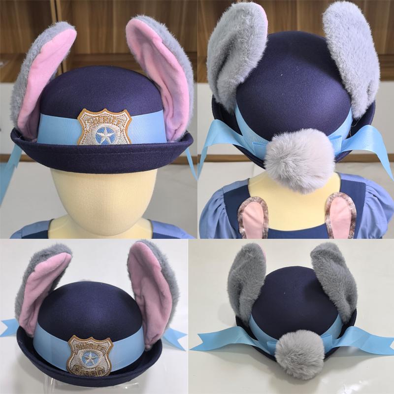 Judy Hopps Sheriff Hat Movie Cosplay Costume Accessory Halloween Costume Party Anime Rabbit Police Officer Headwear For Girls