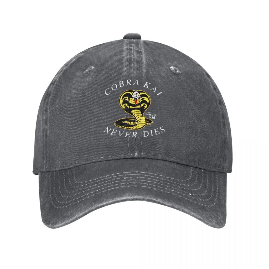 Casual Cobra Kai 80s Movie Baseball Cap Unisex Distressed Denim Washed Snapback Hat Snake Karate Film Outdoor Running Golf Hats