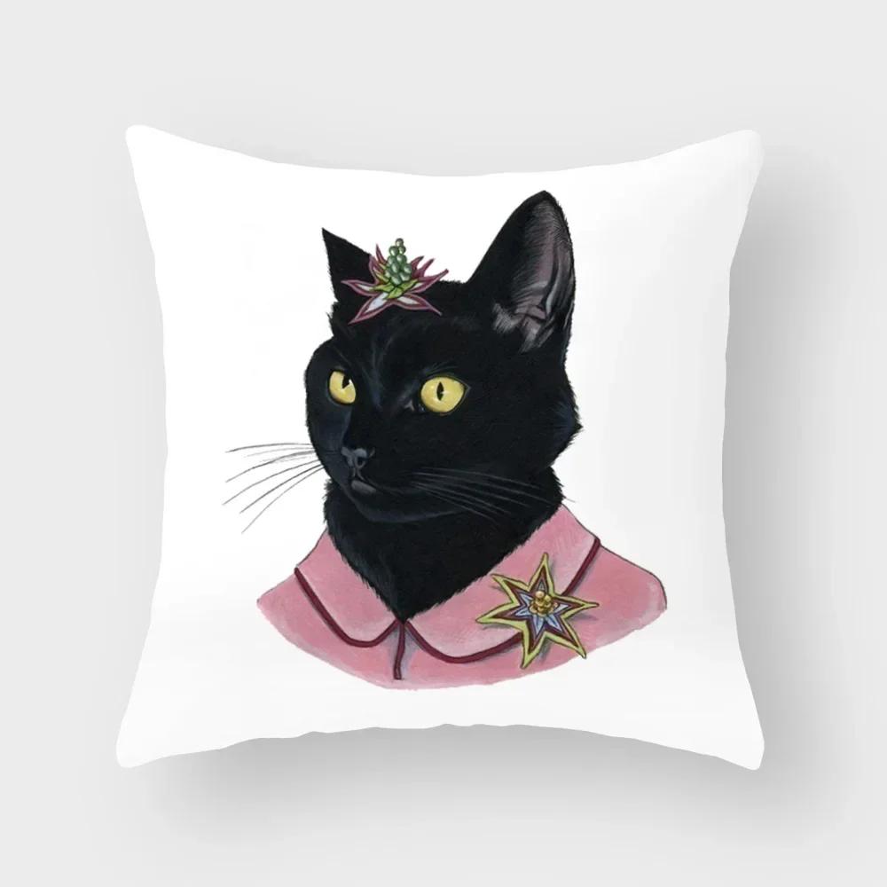 Cartoon Animal Digital Print Pattern Pillowcase Car Sofa Living Room Decoration Pillowcase Office Home Cushion Cover Peach skin 18*18(CM)-1Pcs