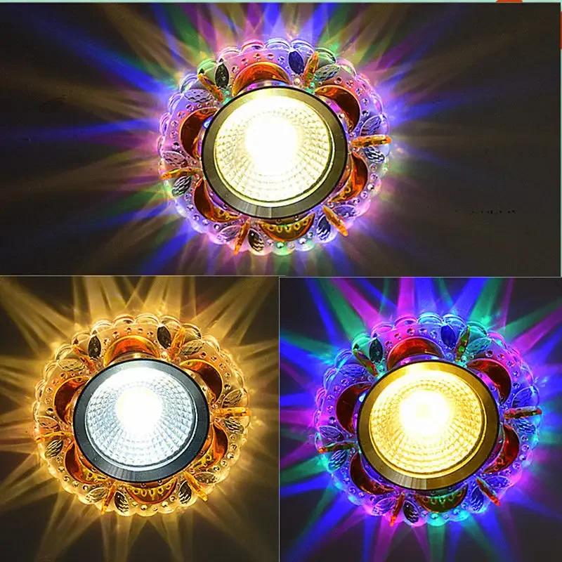 Crystal Spotlight Led Living Room Ceiling Lamp Embedded Bull's Eye Lamp Hole Lamp Color Aisle Small Three-color Downlight