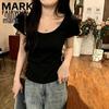 Mark Fairwhale Women's Double U-neck Slim Fit Short Sleeve T-shirt