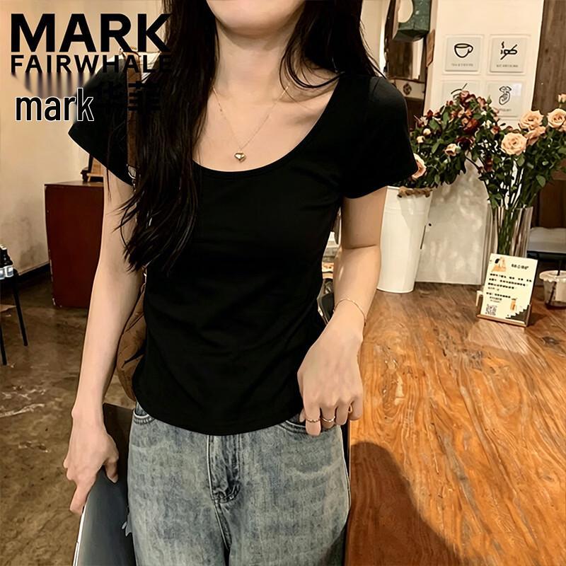 Mark Fairwhale Women's Double U-neck Slim Fit Short Sleeve T-shirt