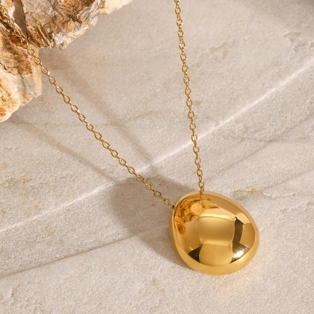 European and American Stainless Steel Simple Round Pendant Necklace Commuter Neck Chain Versatile Accessories