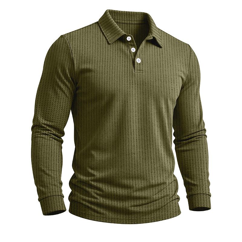 Men's Long Sleeve Turn Down Collar Polos Business Casual Solid Color Pull On Polo Shirts Men Classic Style Tees Tops