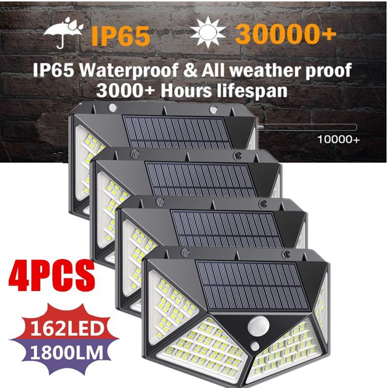 

162 светодиодных солнечных фонаря Супер яркие наружные солнечные фонари на солнечных батареях Широкоугольное освещение 270° с датчиком движения Светодиодная водонепроницаемая солнечная батарея с 3 режимами