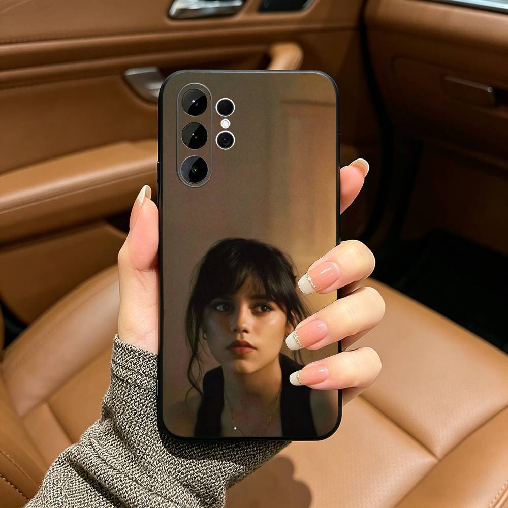 Famous actress-Actress J-Jenna-Ortega Black Soft Silicone Phone Case for Samsung Ultra S25, S24, S21, S22, S23, S30, Plus, Lite