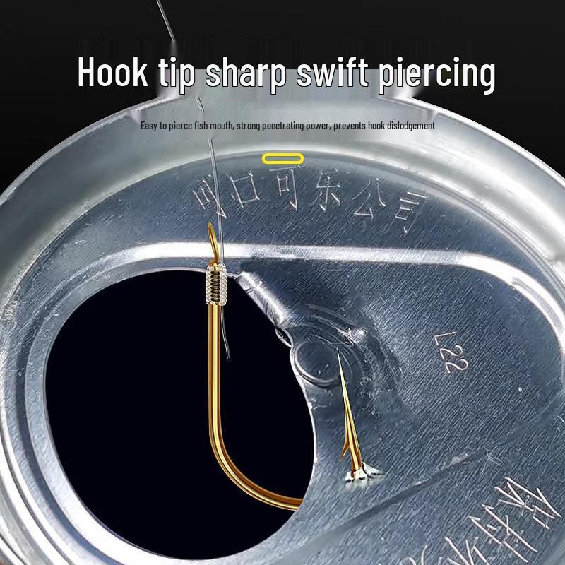 Short-Stem Double Fishing Hook, Barbed/Unbarbed, Gold Sleeve, Tied for Crucian Carp, Wild and Stream Use.