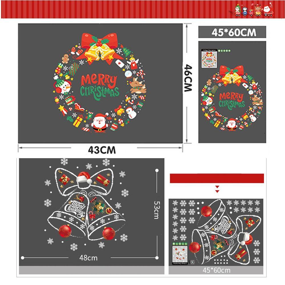 2025 Happy New Year Christmas Sticker Santa Claus Snowman Xmas Decal Merry Christmas Xmas wreath Window Sticker Shopping Mall