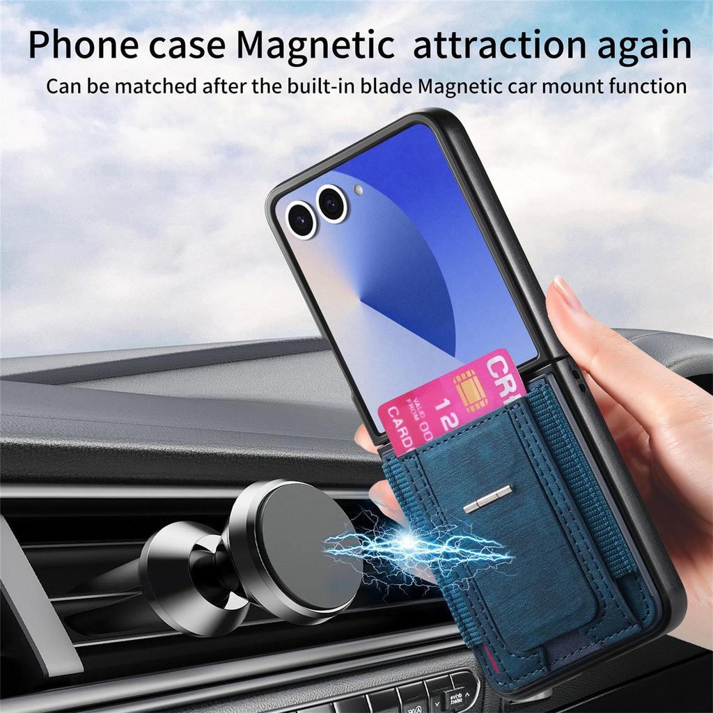 Samsung Z Flip 7/6 Leather Phone Case with Card Slot & Anti-Drop Foldable Screen Protection