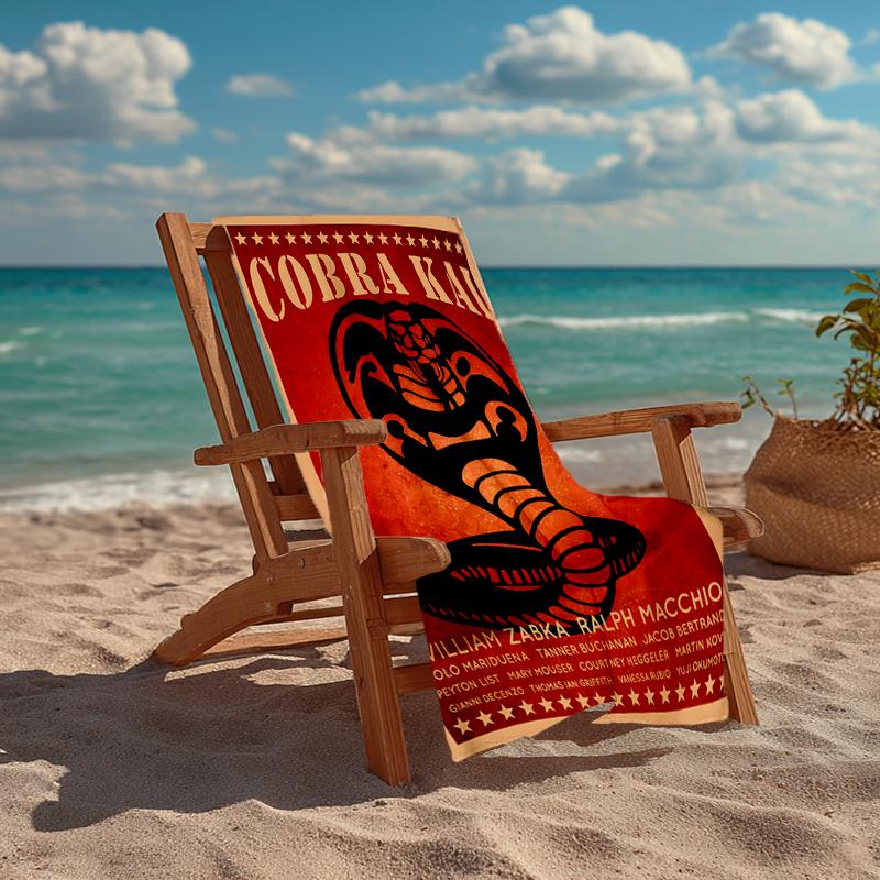 Cobra Kai Fashion Beach Towel: Ideal for Summer Adventures Soft, absorbent and quick drying suitable for swimming and bathing