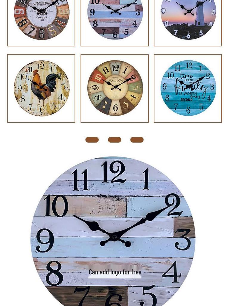 14" Retro Wooden Silent Wall Clock - Personalized Cool MDF Décor