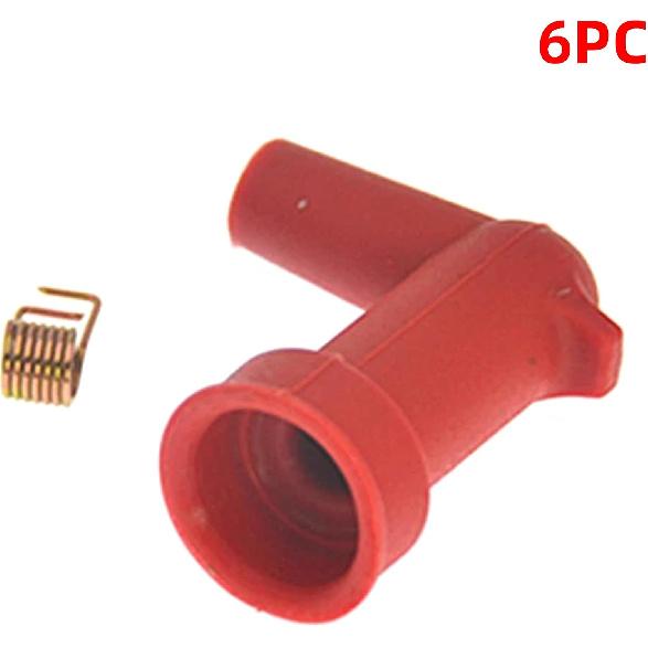 90-Degree Right Angle Red Spark Plug Boot, 6-Pack Replacement for Yamaha Parsun Outboard 15-60HP, Female Socket with Spring, Durable Rubber Connector