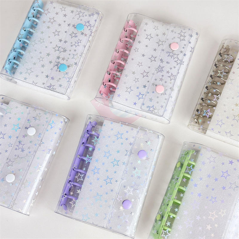 A7 Budget Binder Cover Clear Glitter PVC Binder Refillable Notebook for Photos Pictures Albums Organizer Planner Folder