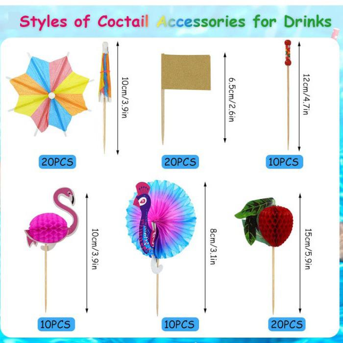 Cross-Border Party Decoration Set: Fireworks, Flags, Hawaiian Straw, Fruit Umbrellas, and 3D Honeycomb Signs