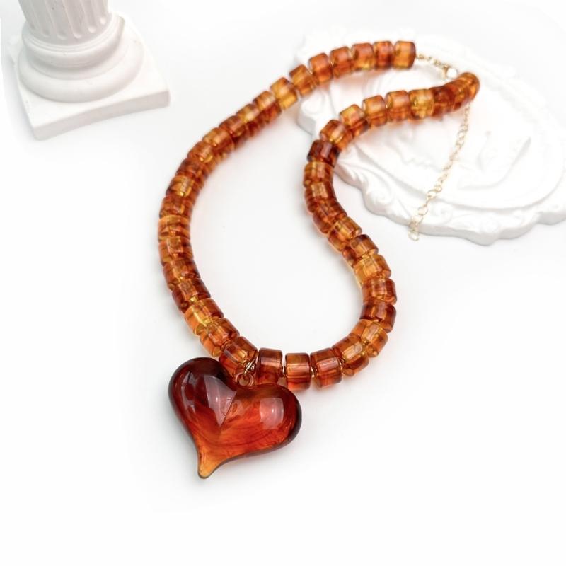Oversized Rosin Heart Necklace Unique Textured Finish Softened Everyday Wear Fashion Addition