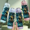 1PC Blue Monster Creature 750ml Sports Water Bottle Leakproof Straw Lid Outdoor Office Home
