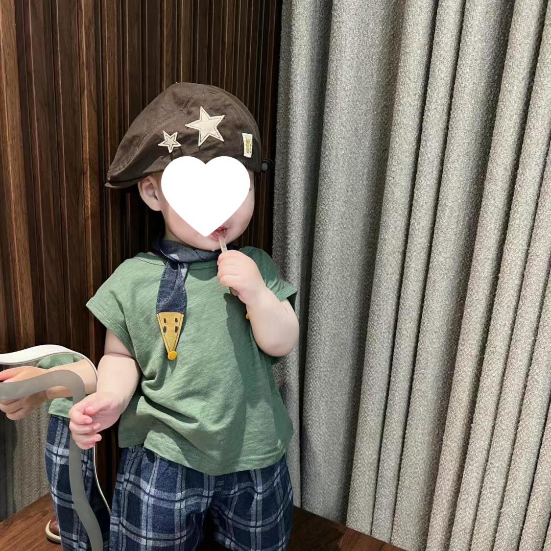 

Summer Plaid Sleeveless Vest & Shorts Set for Kids 80