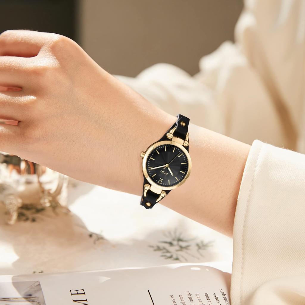 BUREI Analog Quartz Watch with Waterproof Leather Slim and Large A and Lightweight Watch for A Popular Choice for and Everyday A Great Gift for or Any