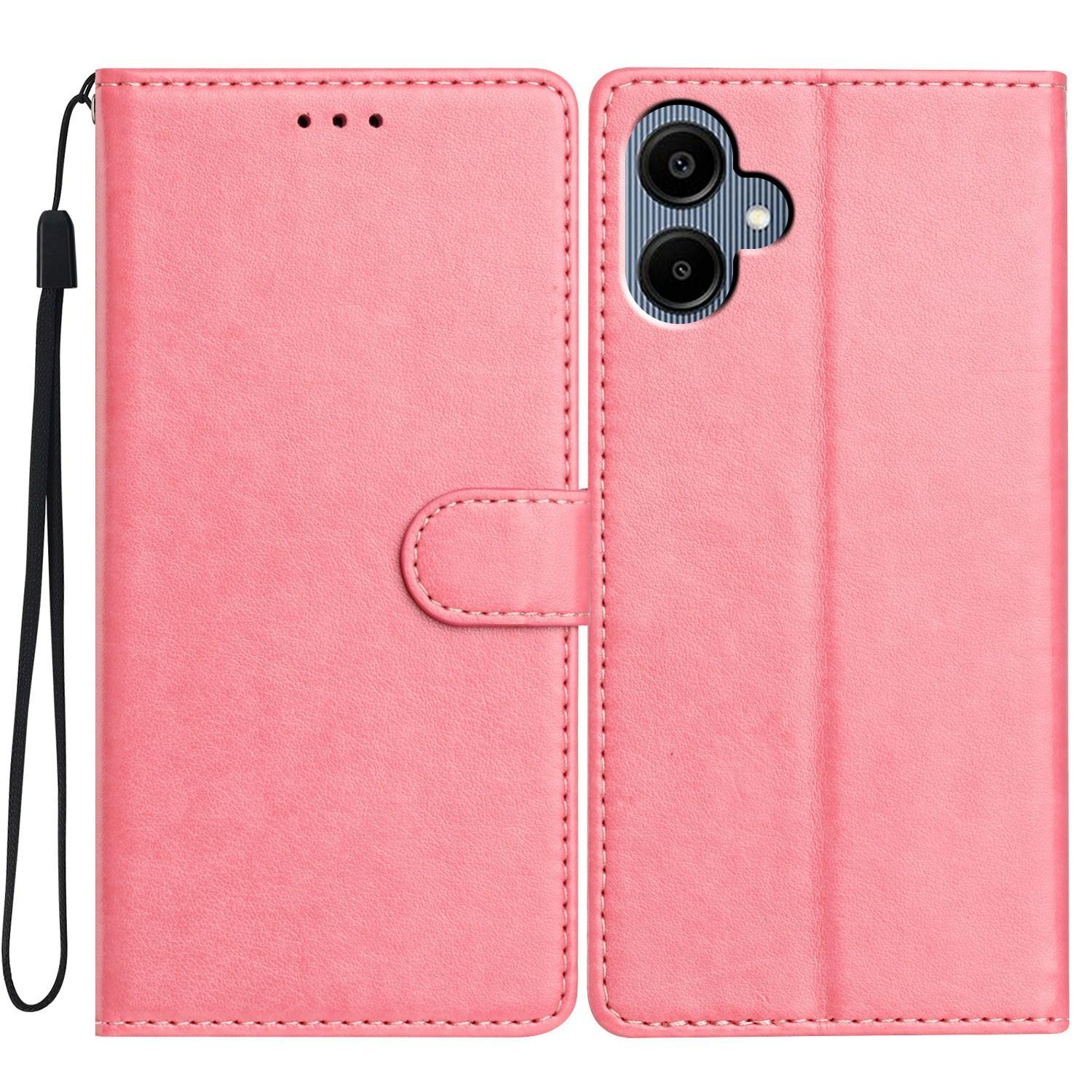 

For Samsung Galaxy A07 Leather Case Wallet Stand Phone Cover with Handy Strap Rose Gold