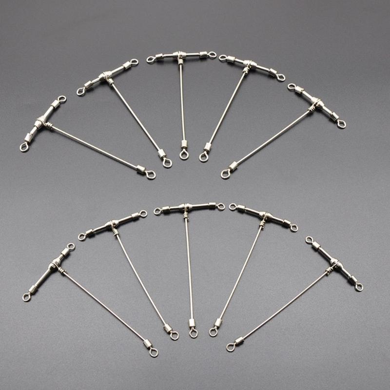 10Pcs High Strength Rolling Round Bearing Snap Fishing Barrels Swivels with Locking Snap Fishing Baits Connectors Clip