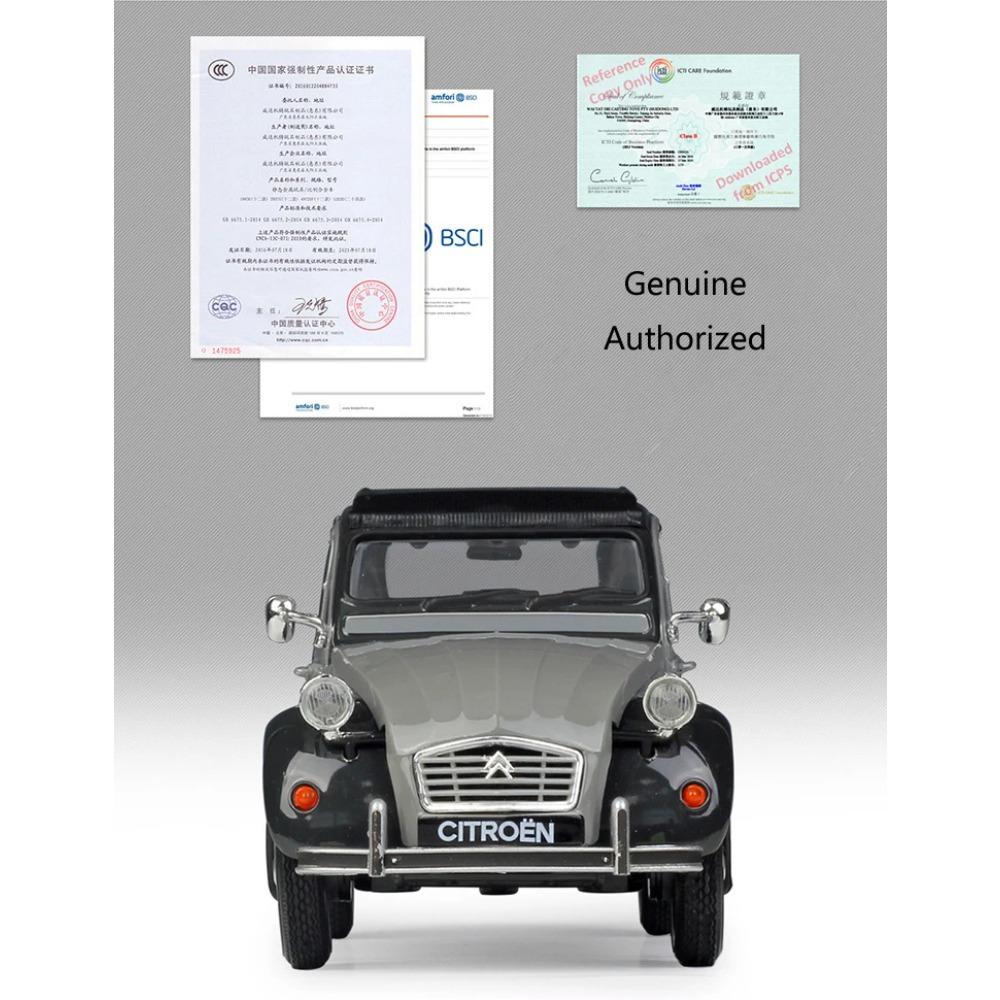 Escala 1/24 WELLY Coche Modelo Diecast Dongfeng CITROEN 2CV 6 Charleston Clásico Coche de Aleación Juguete Vehículo Coche de Juguete Metálico para Niños Regalo Colección