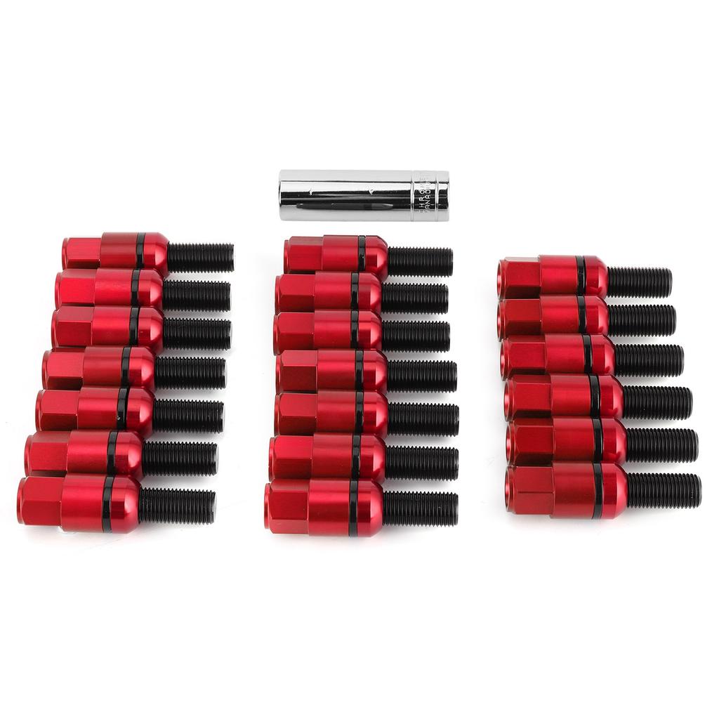 20 buc Șuruburi prezoane roată M14x1,5mm Aliaj aluminiu Tija șurub consolidată Potrivit pentru 718 Boxster (982) 911 CarreraRoșu