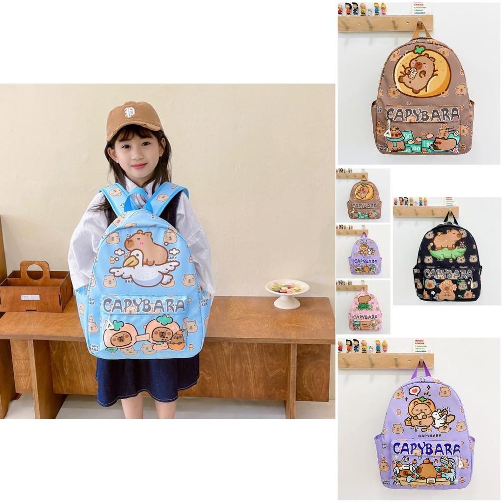 Playful Capybara Illustrations Kids Backpack Generous Size Lightweight For Small Kids