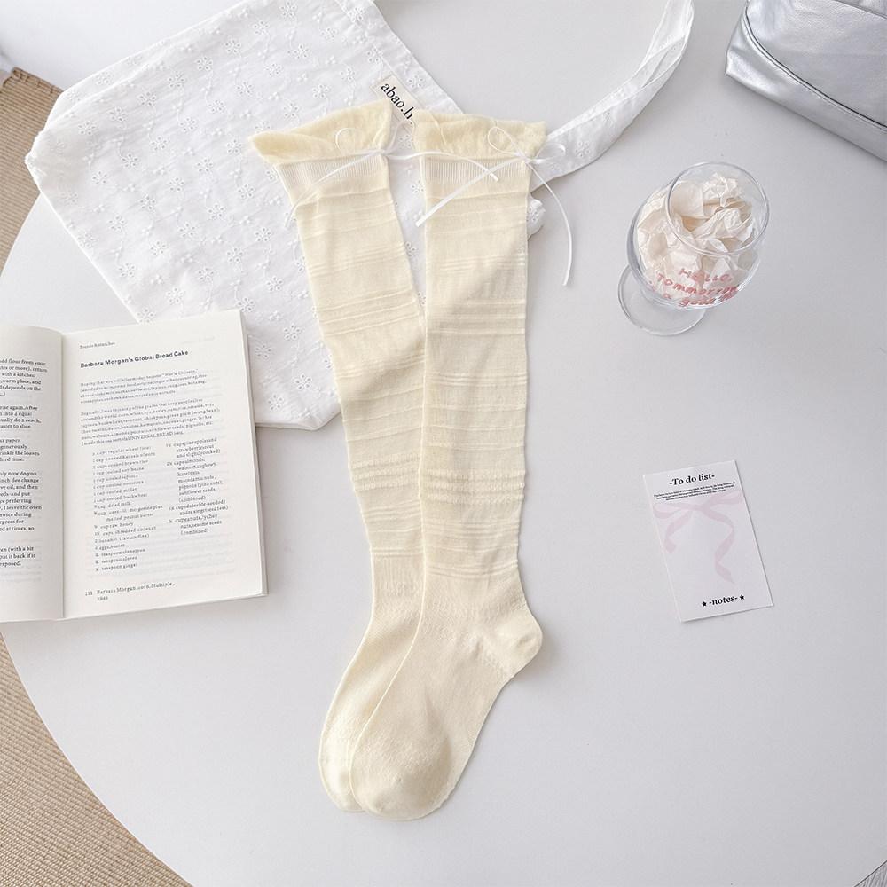 

Ballet-style Calf Socks - Children s Summer and Spring Pile Socks, Thin and Breathable with Bow Ties, Mid-calf Length Socks 1 pair жовтий