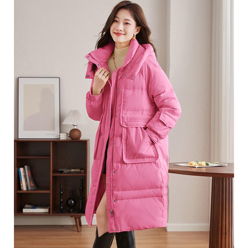 FENGXUN Women's Casual Long White Duck Down Winter Coat