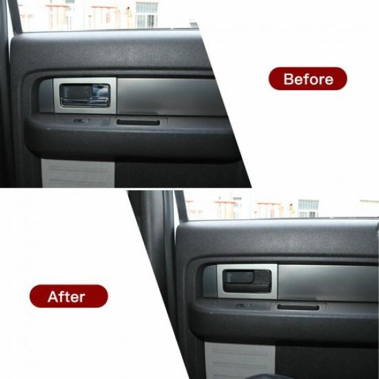 Interior Door Handle Frame Decor Cover Trims for Ford F-150 2009-14 Carbon Fiber