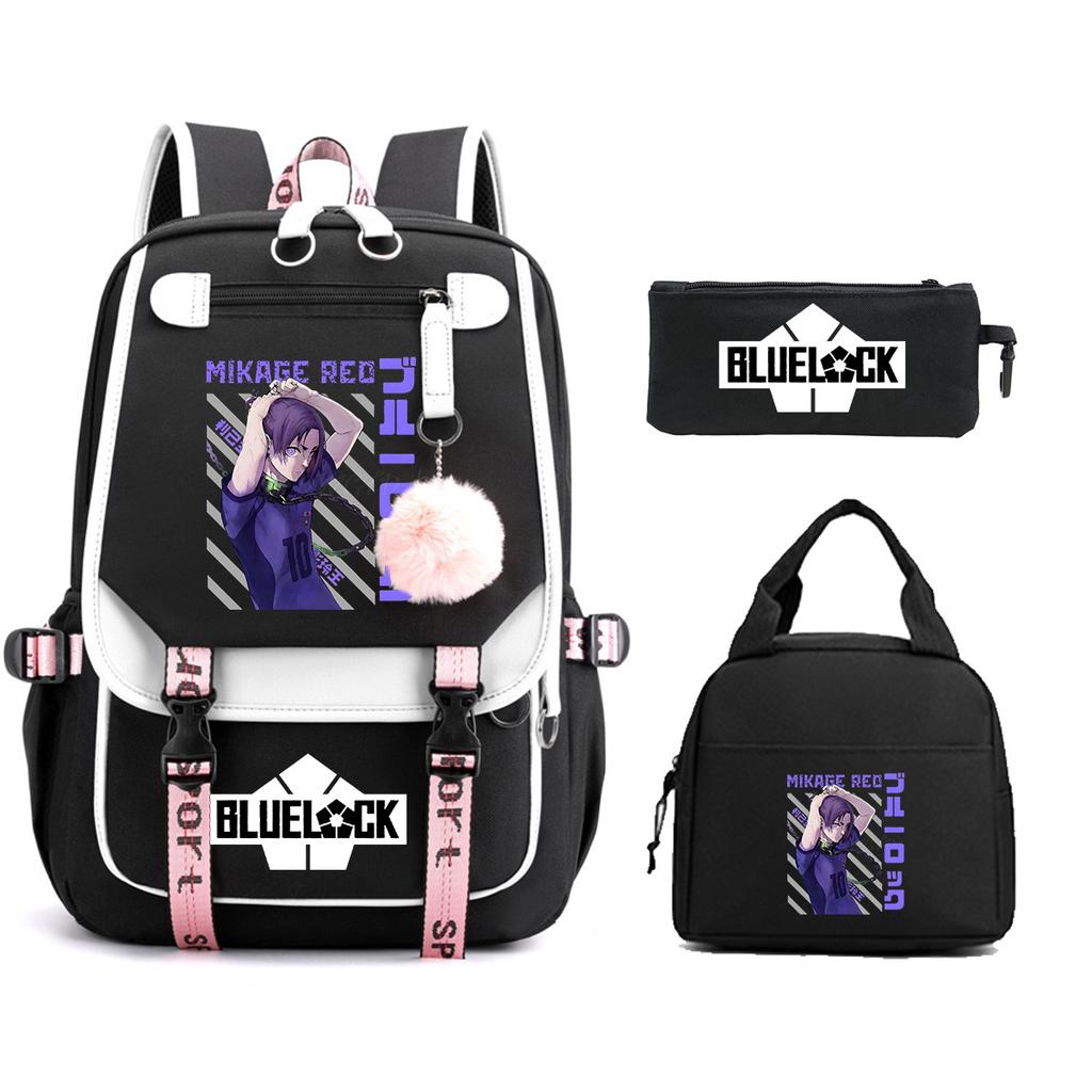 Peripheral Printed Backpack Leisure Student School Bag Pencil Bag Lunch Bag Set