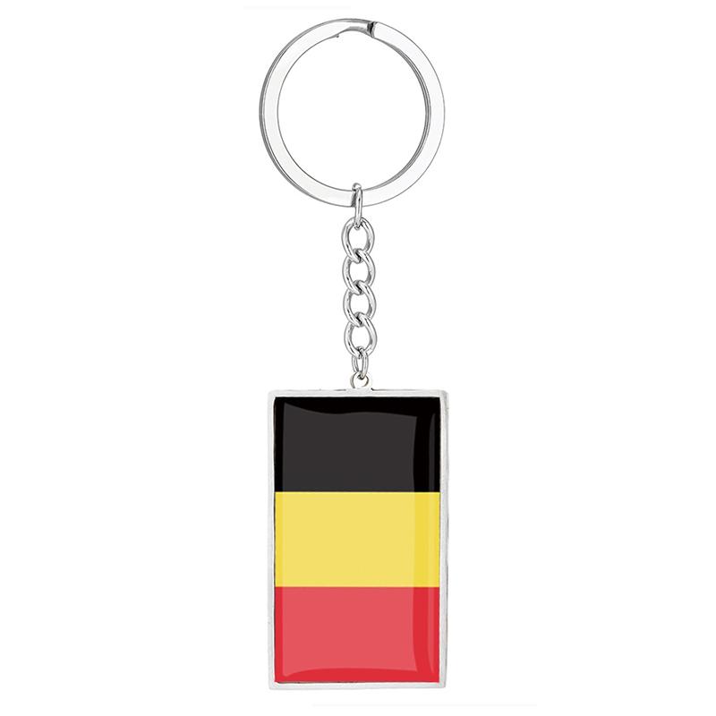 Stainless Steel Epoxy Canada Australia Flag Keychains Rectangle National Flag Pendant Car Key Chain