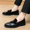 Retrov Fasion New Men's Pointed Suede Tassels Patchwork Flats Leather Shoes Casual Loafers Formal Dress Footwear Zapatos Hombre