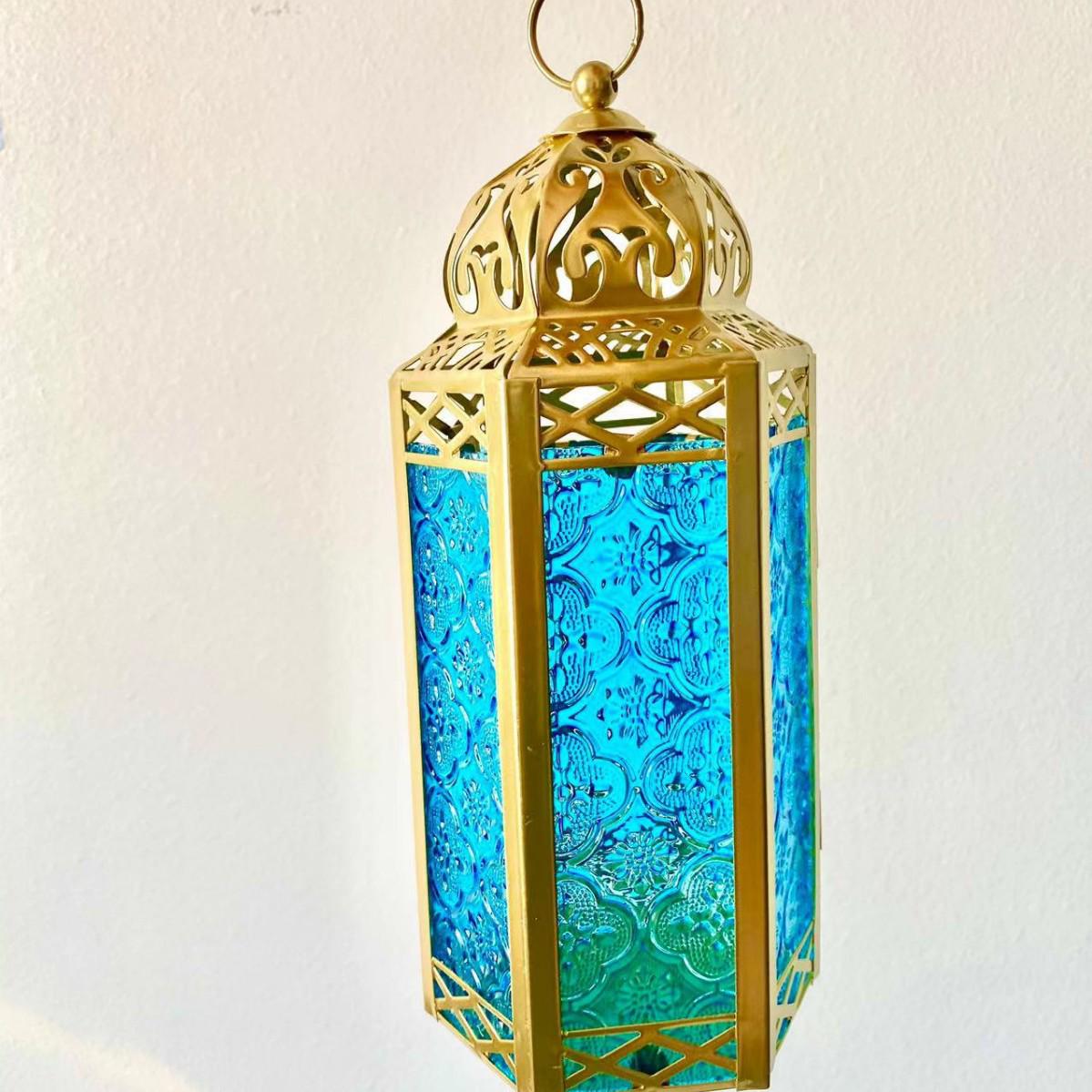 Классический марокканский стеклянный подсвечник из золота и железа 11*9.5*25CM