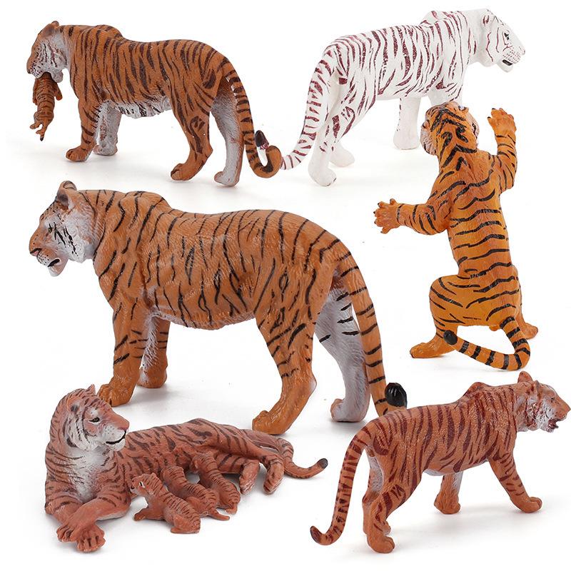Siberian Tiger Family Hand-Painted Figurine Set – Roaring Tiger, Tigress, and Cub