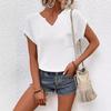 Women Summer Short Sleeve Waffle Knit Solid Color Pullover T Shirt  Top