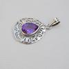 Designer Amethyst Pendant, 925 Sterling Silver Pendant, Teardrop Amethyst Pendant, Anniversary Pendant, Gift For Her, Filigree Pendant