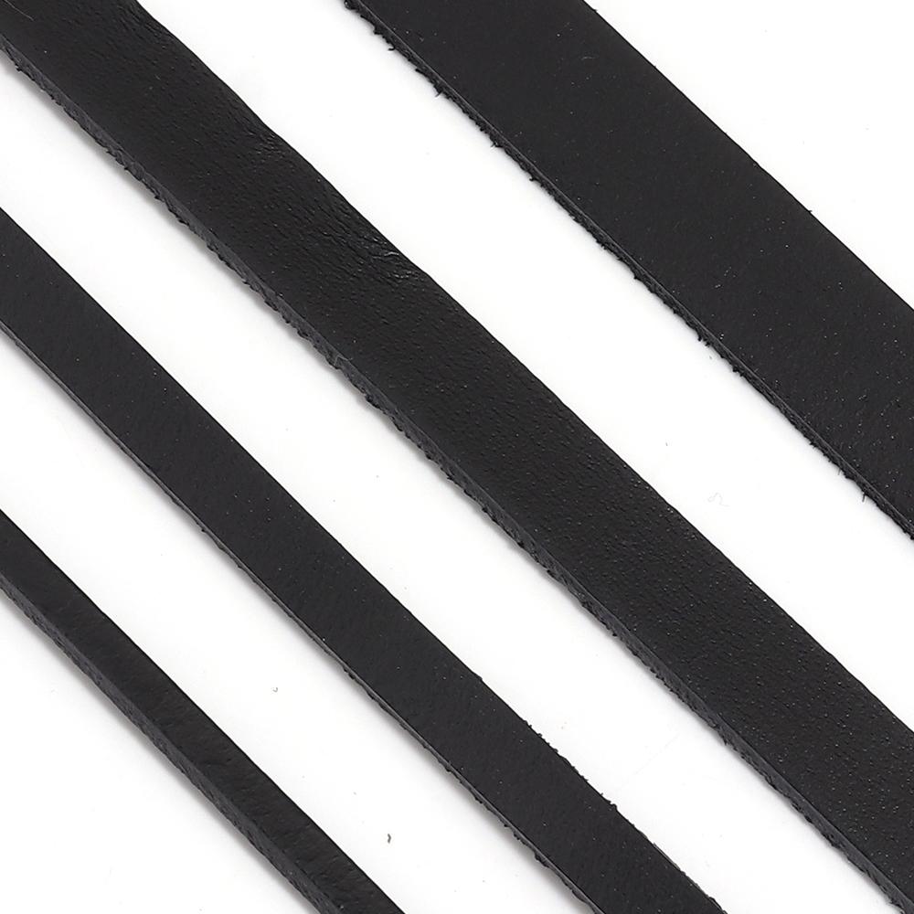 2-5Yards Genuine Cow Leather Cord Retro Black Flat Leather String Rope For DIY Jewelry Making Necklace Bracelets Accessories