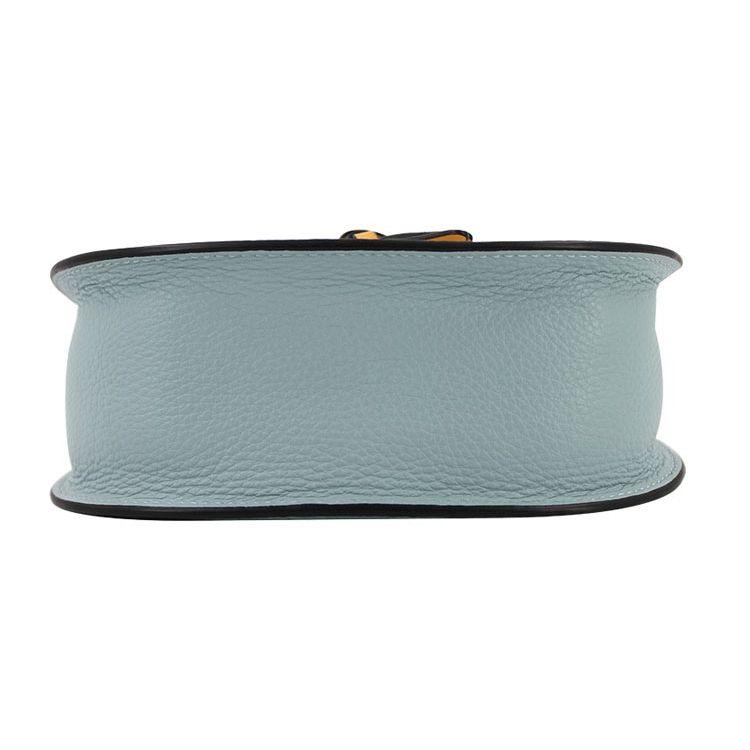Coach Remi 17 Color Block Leather Saddle Bag Women Shoulder Bag Khaki White Sky-Blue 1330-SVUM