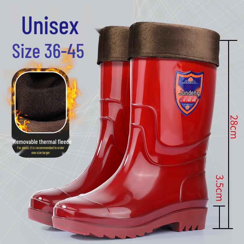Men's Tan Quick-Dry High-Top Rain Boots - Waterproof, Non-Slip, No-Mesh Rubber Shoes