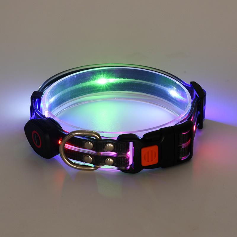 LED Leuchthalsband USB-Aufladung Haustierhalsband mit Licht PVC Geflochtenes Gurtband Hundeleine Leuchtendes Hundehalsband