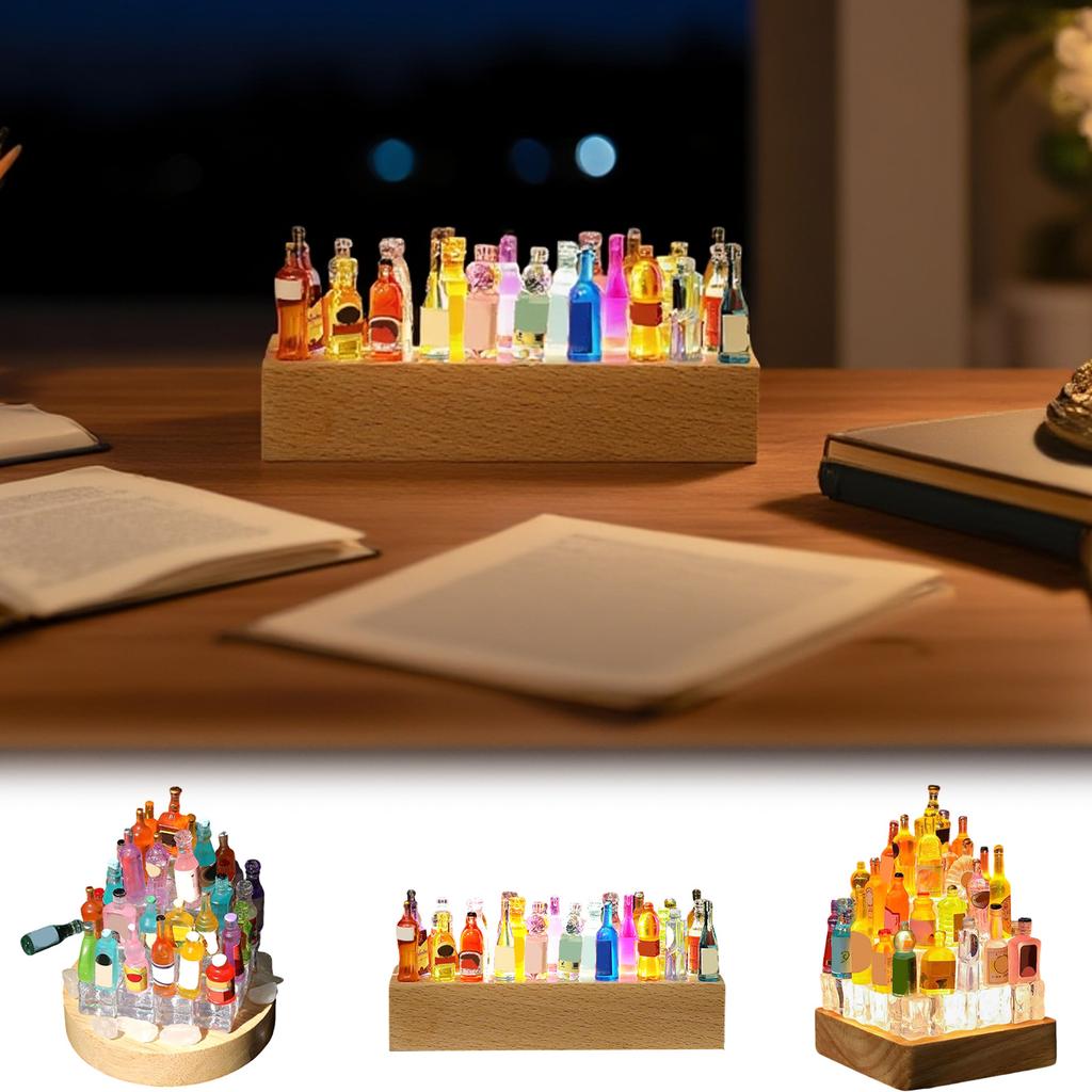 Handmade DIY Luminous Wine Bottle Castle Night Light Ornaments Decorative Lamp