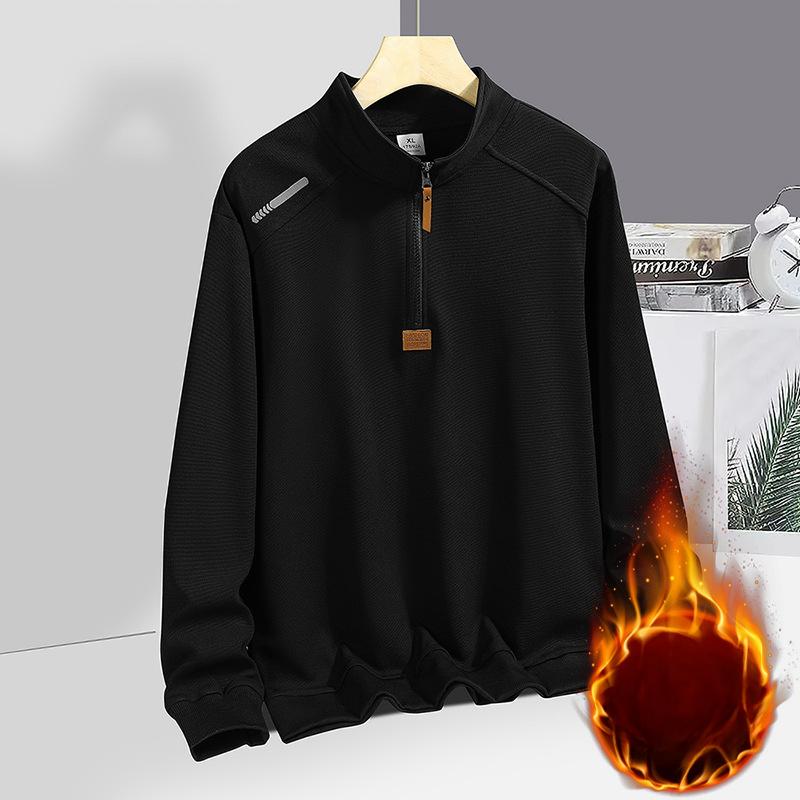 Half Zipper Stand-up Collar Fleece Sweater Men's Autumn and Winter Business Sports Casual Outer Wear Youth Top