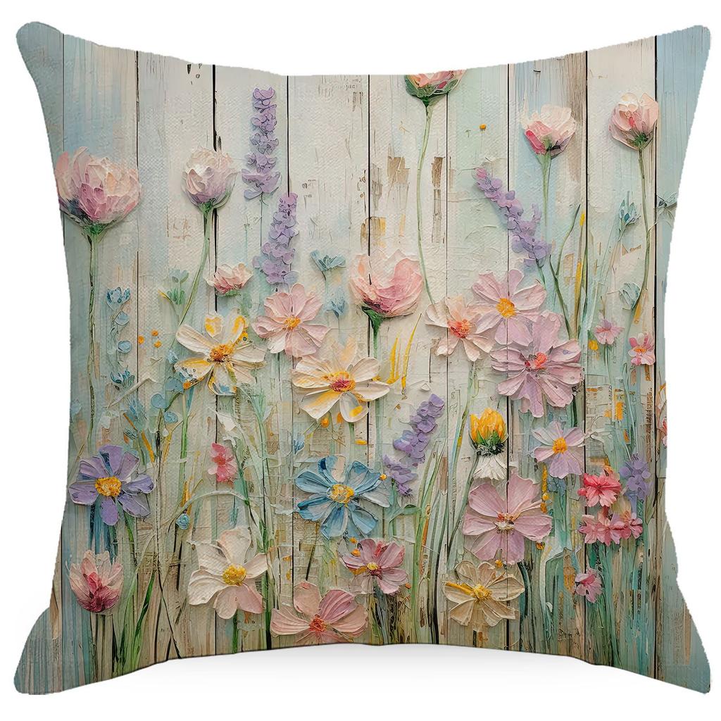 New Retro Floral Pillowcase Creative Oil Painting Engraving Style Print Home Sofa Cushion Pillowcase