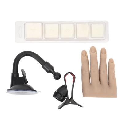 Nail Practice Hand Soft Silicone Mannequin Hand with Adjustable Clamp Stand for Manicure Tattoo